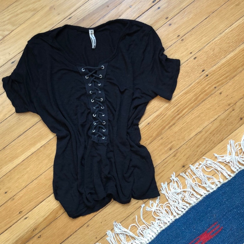 LF Black Criss Cross Top